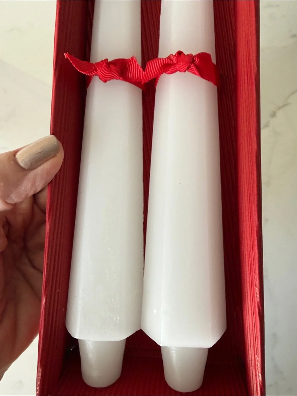 Vintage Vance Kitira White Spire Taper Candles Set of 2